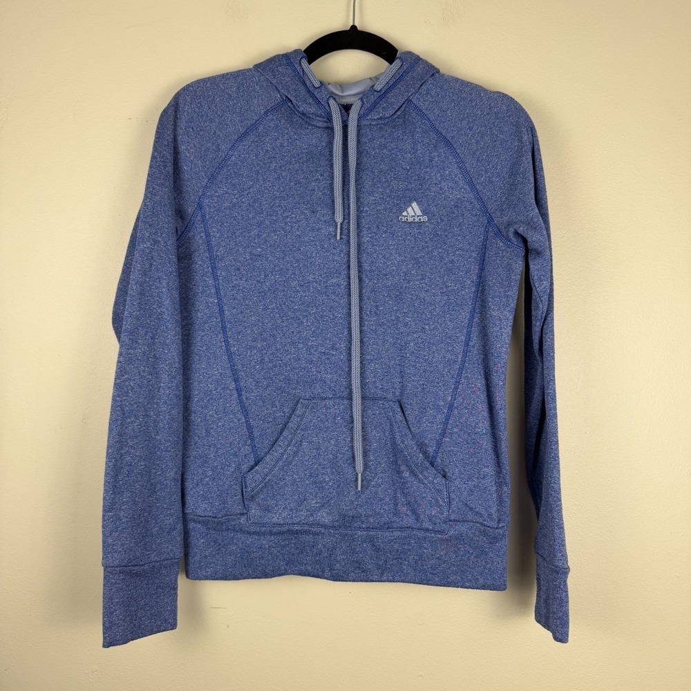 Adidas Ultimate Hoodie Women's Small Heather Blue Climawarm Athletic Pullover